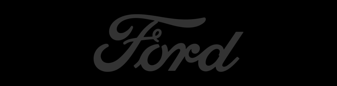 Ford written in gray with a black background