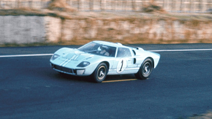 Ken Miles' car in action in the 1966 Le Mans race.