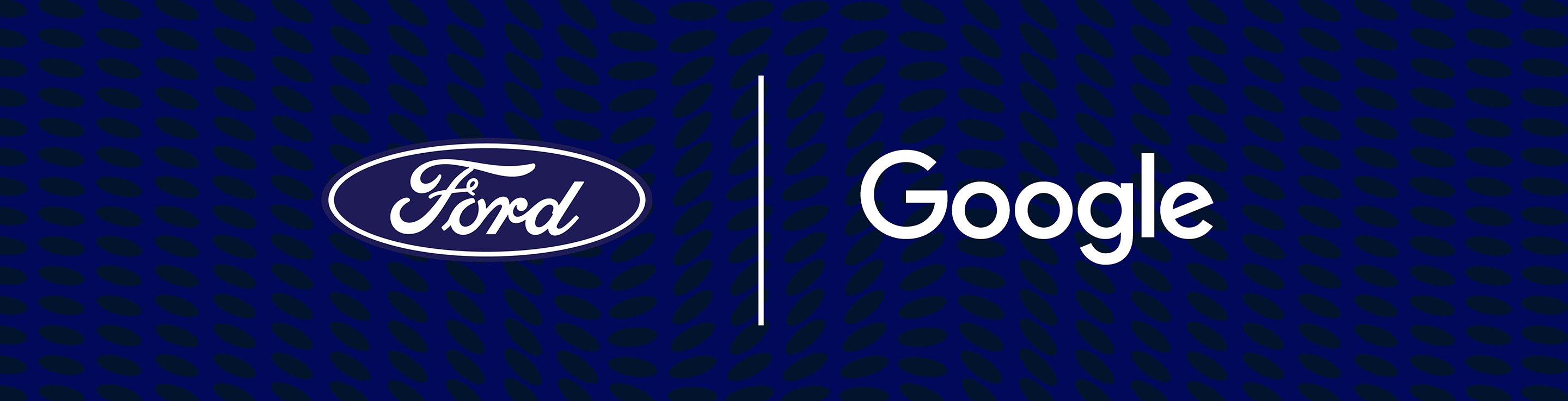 Ford and Google logos next to each other over a blue background