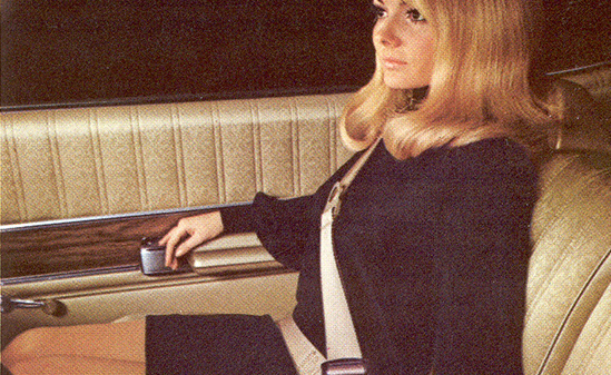 Color photo  of woman wearing 3 point seatbelt