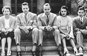 three ford family memebers on bench