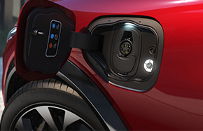 red electric car charging port