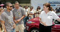 Usher with Crowd