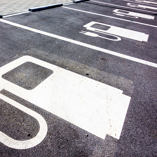 A charging station car park space