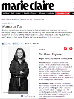 Ford Research Engineer Angela Harris in Marie Claire