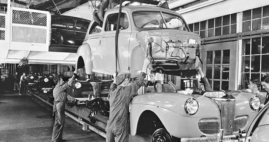 1941 Ford Assembly Line Body Installation