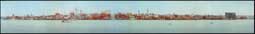 Image of: Panoramic view of Detroit skyline and harbor from the Detroit River