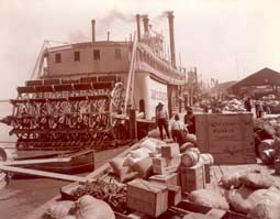 Image of: Loading Package Freight on Stern Wheeler Steamboat, Mobile, Alabama