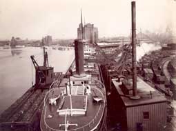 Image of: Loading Coal onto Steamship, Lackawanna Railroad Ore Docks, Buffalo, New York