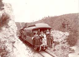 Image of: Passengers on Rear of the Fremont, Elkhorn & Missouri Valley Railway Car, South Dakota