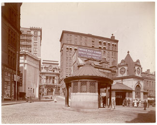 Image of  Scollay Square, Boston, Massachusetts, retouched billboard