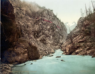 Image of Canyon of the Rio Las Animas, color lithograph