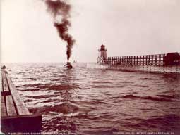 Image of: Lake Michigan Harbor Entrance and Lighthouse, Charlevoix, Michigan