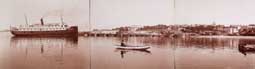 Image of: Steamship and Rowboat in the Harbor, Petoskey, Michigan