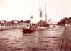 Image of: Tugboat Towing Lumber Schooner in the Canal, Charlevoix, Michigan