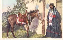 Image of: Irene Rock with Pony, Assinaboin Tribe, Fort Belknap, Montana