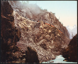 Image of Canyon of the Rio Las Animas, color lithograph