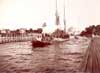 Image of: Tugboat Towing Lumber Schooner in the Canal, Charlevoix, Michigan