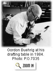 Mr. Buehrig at his drafting table in 1984.